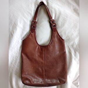 St John's Bay Leather Bag With Croc Embossed Handles
